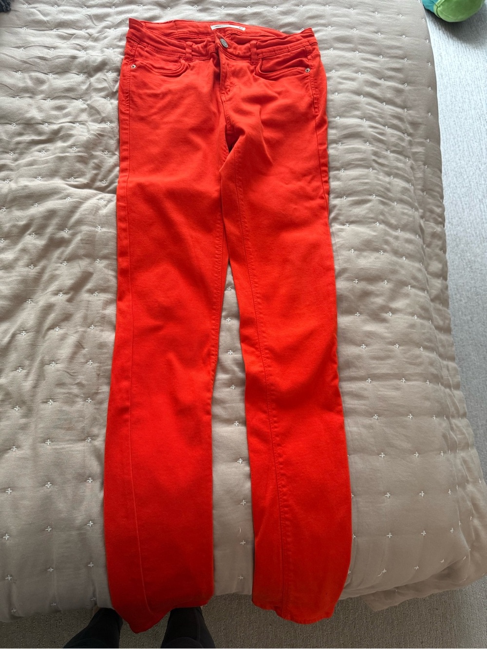 Zara Women's Skinny Jeans in Vibrant Orange-Red